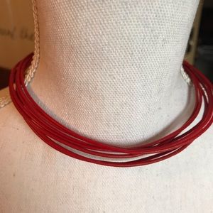 Red leather choker